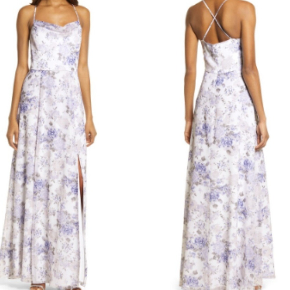 NWT WAYF The Wesley Etched Roses Cowl Neck Gown Plus Size XXL Fomal Party
